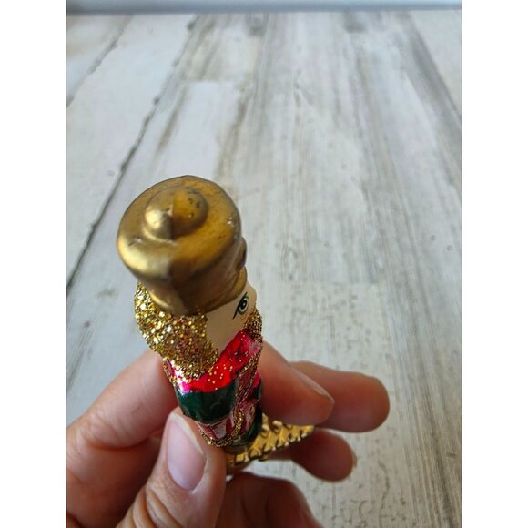 Vintage soldier nutcracker glass clip glitter gold mini Xmas tree - Picture 5 of 9